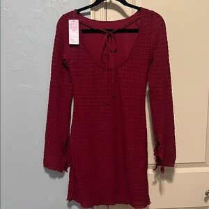 Wild Fable Red Sheath Long Sleeve Dress